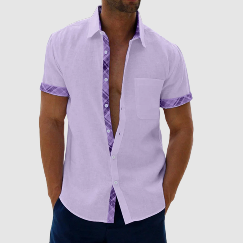 Men's Casual Plaid Collar Button Summer Linen Shirt-Comfort & Reliable