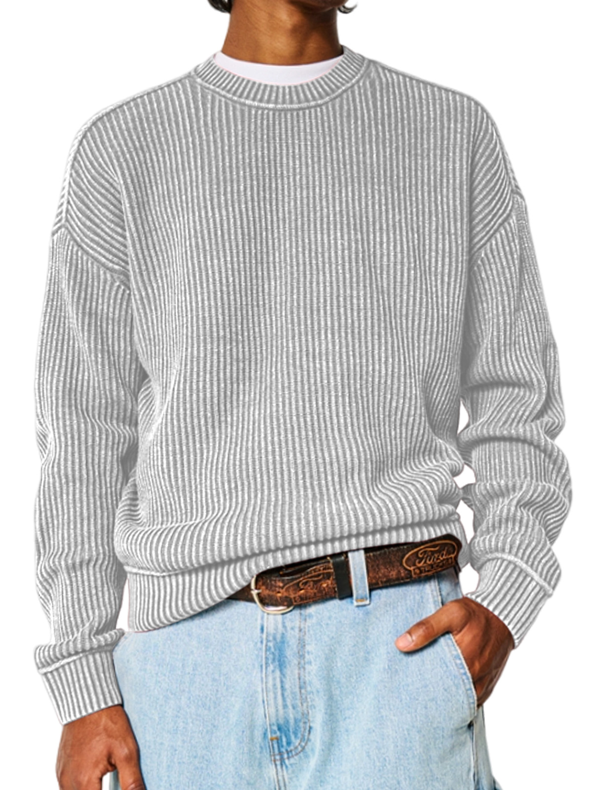 Men's Solid Color Crew Neck Sweater-Comfort & Reliable
