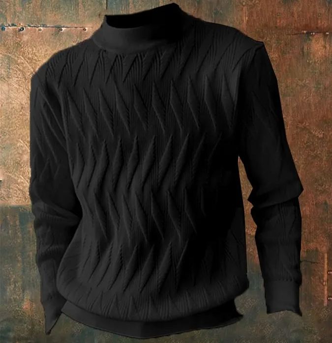 Men's Solid Color Braided Casual Sweater-Comfort & Reliable