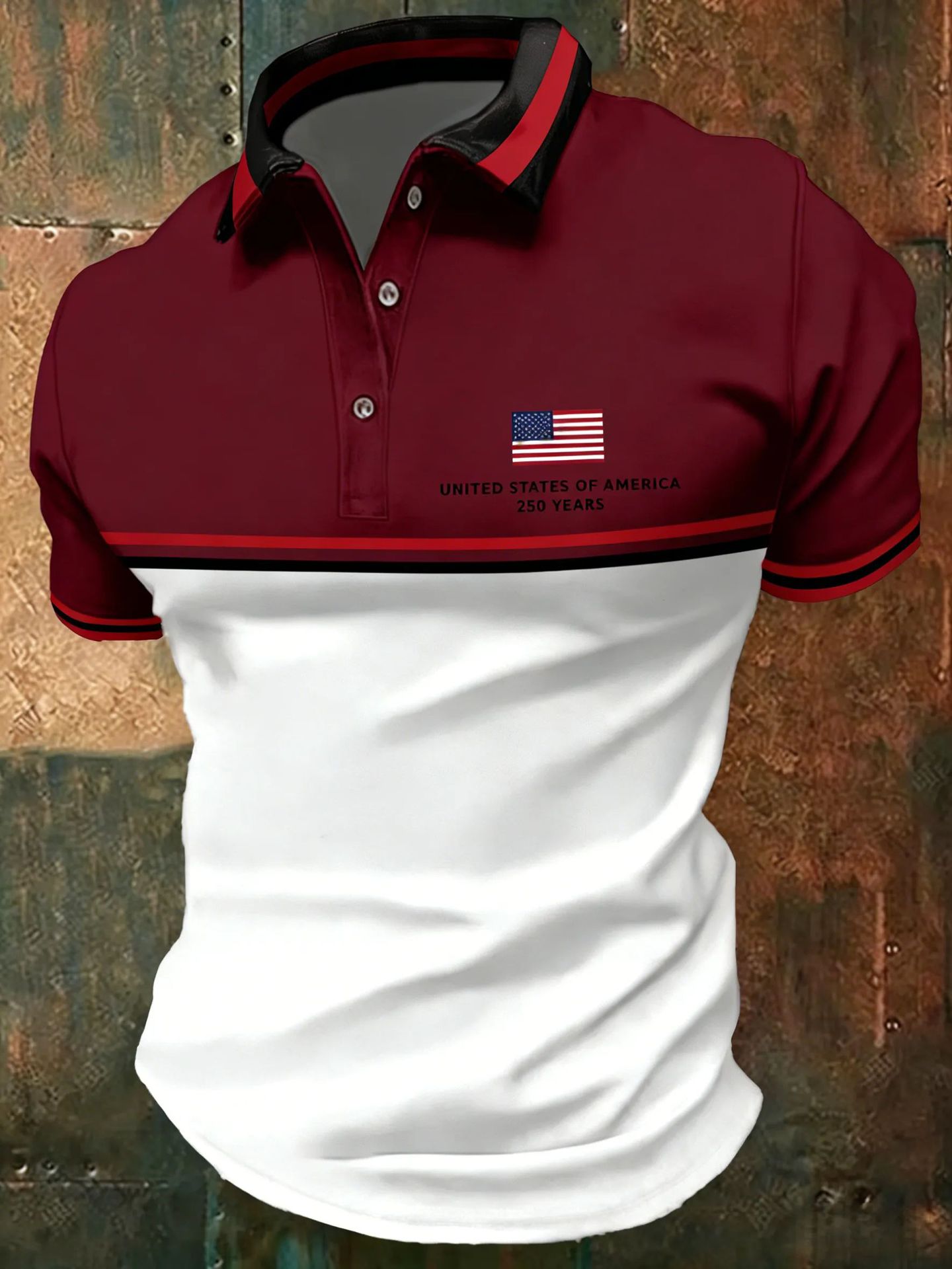 Men's American 250th Anniversary Print Casual Polo Shirt