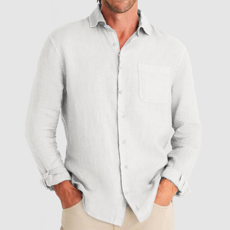 Gentleman Simple Temperament Cotton Linen Shirt-Comfort & Reliable
