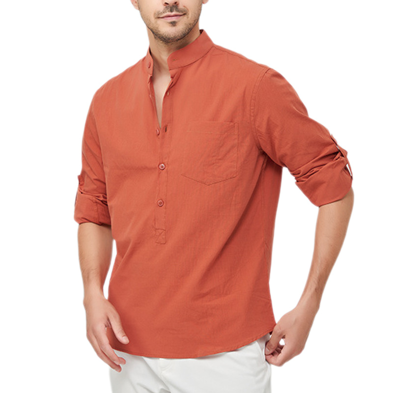 Men's Cotton Henley Vacation Shirt-Comfort & Reliable