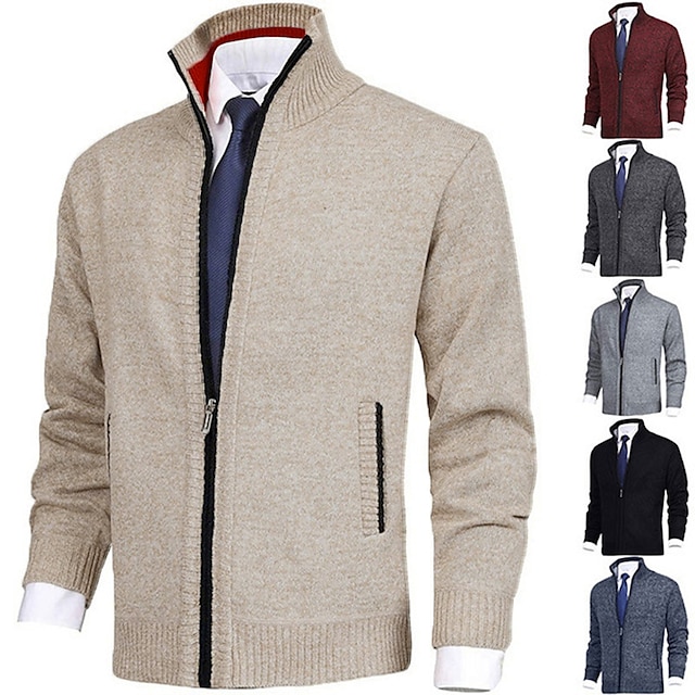 Men's solid color stand-up collar cashmere jacket-Comfort & Reliable