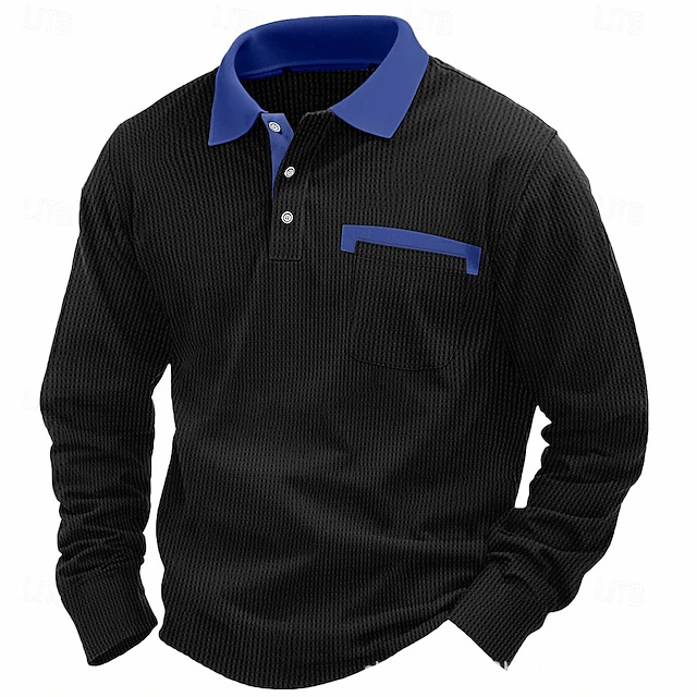 2025 NEW Arrival - Men's Cotton Waffle Patch Collar Casual Business Polo Shirt-Comfort & Reliable
