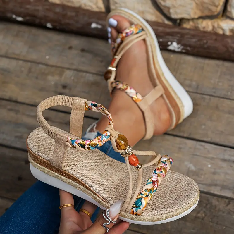 Bohemian Wedge Heeled Women's Sandals-Comfort & Reliable