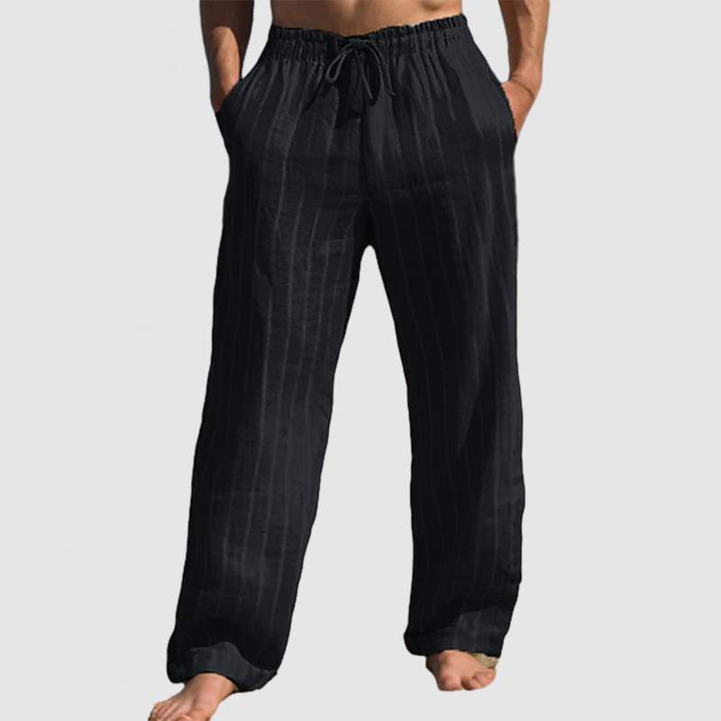 Men's Summer Vacation Striped Cotton Linen Beach Trousers-Comfort & Reliable