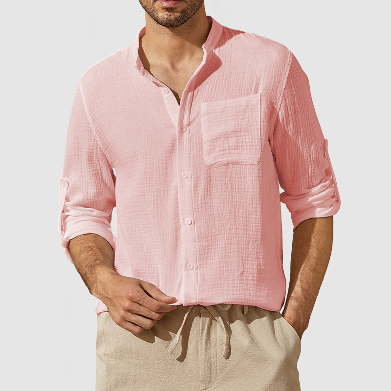 Men's Casual Textured Pocket Shirt-Comfort & Reliable