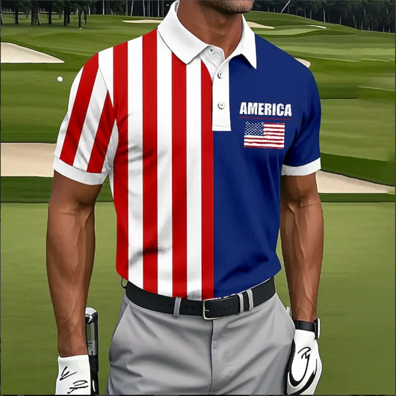 US 250th Anniversary Print Men's Polo Shirt-Comfort & Reliable