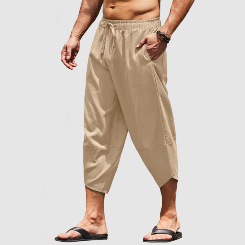 Men's Vacation Style 7-Point Cotton Linen Beach Pants-Comfort & Reliable
