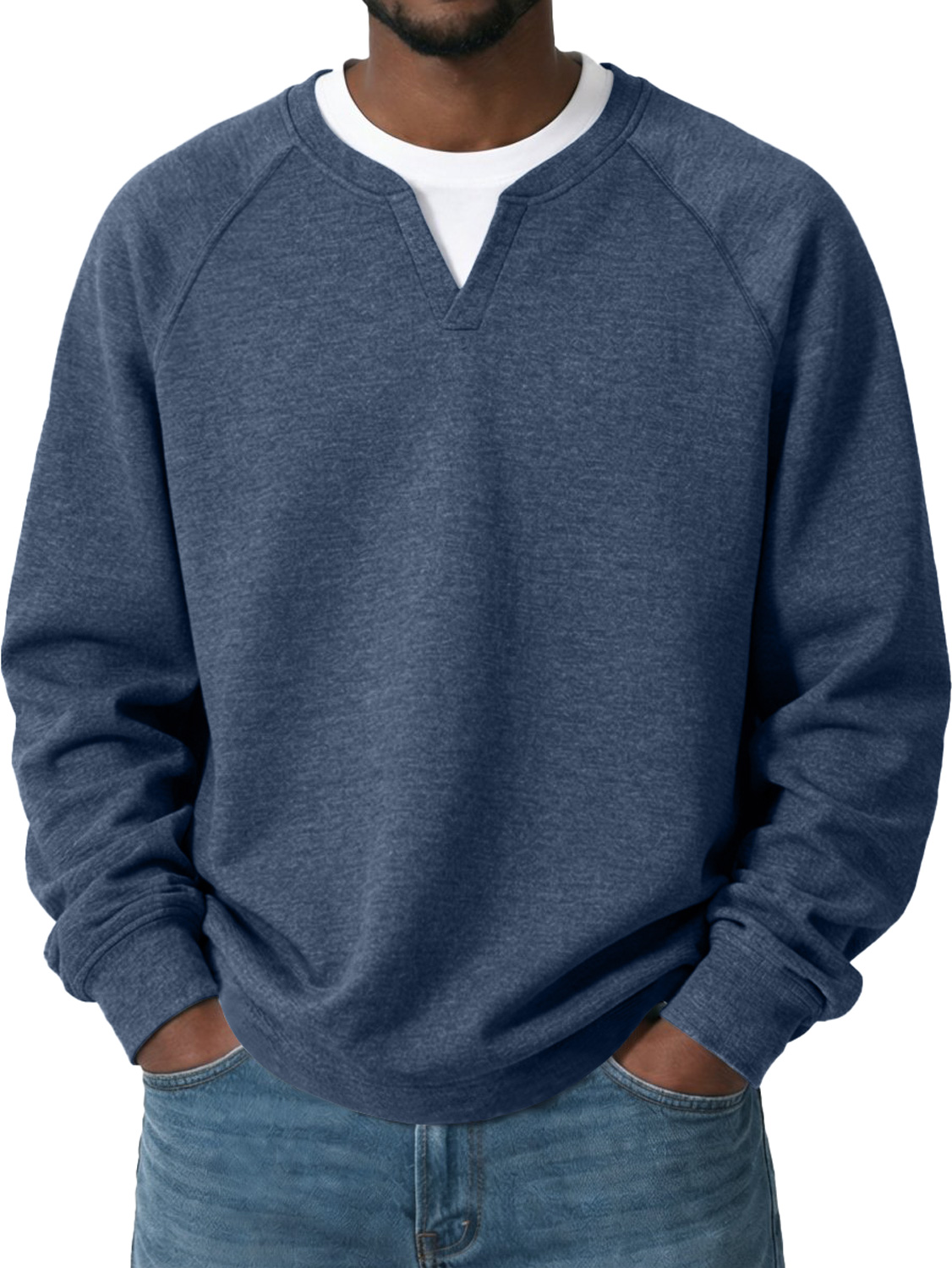 Men's Everyday Casual Comfortable Long-sleeved T-shirt With A Faux Two-piece Design And Raglan Sleeves-Comfort & Reliable