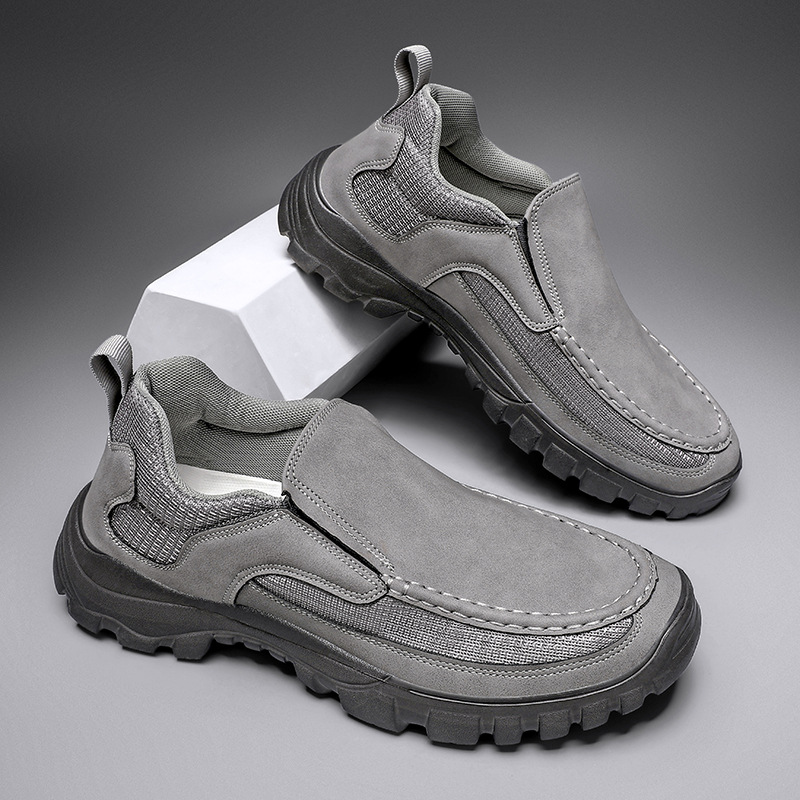 (Medical Certification) Men's Orthopedic Genuine Leather Shoes for Diabetics, Arch Support Hiking Shoes for Plantar Fasciitis-Comfort & Reliable