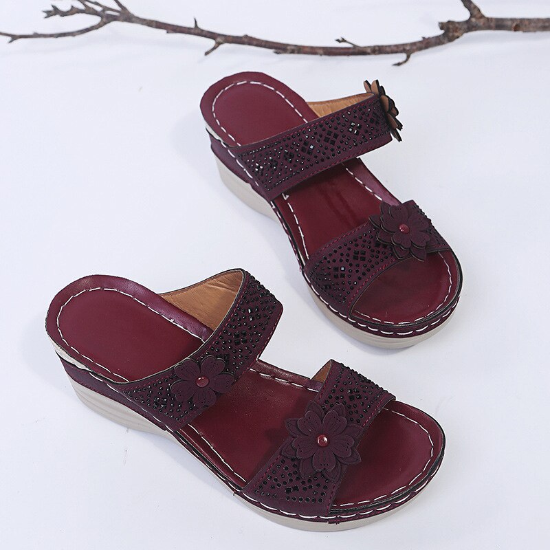 Women Casual Shoes Vintage Flower Fish Mouth Sandals-Comfort & Reliable