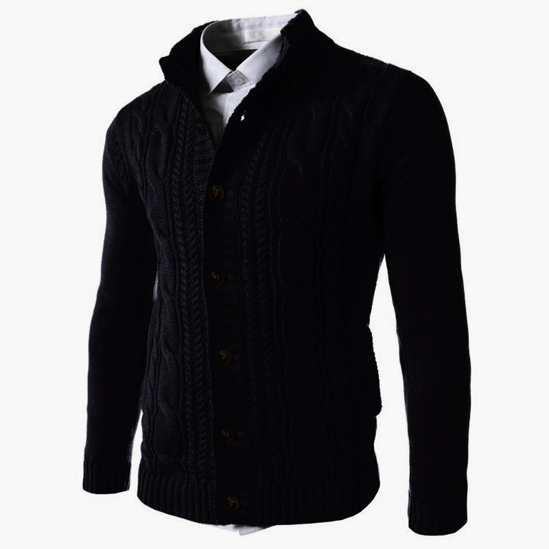 Gentleman's Casual Jacquard Buttons Sweater-Comfort & Reliable
