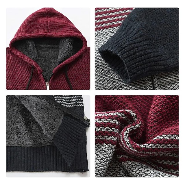 Men's Colorblocked Hooded Warm Cashmere Jacket-Comfort & Reliable