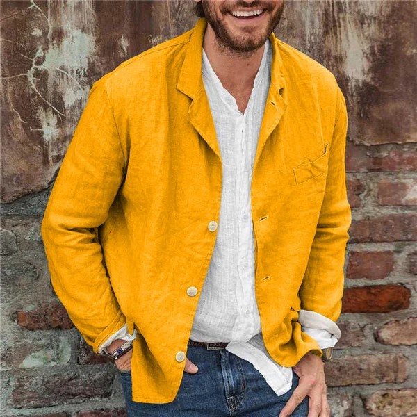 Men's cotton and linen suit jacket casual loose suit jacket-Comfort & Reliable