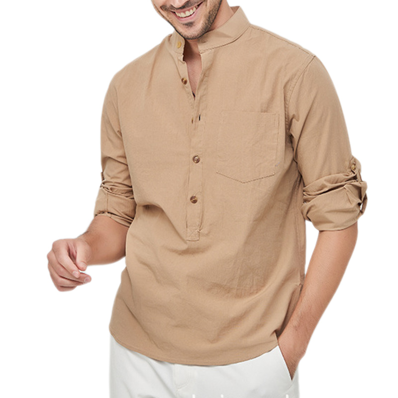 Men's Cotton Henley Vacation Shirt-Comfort & Reliable