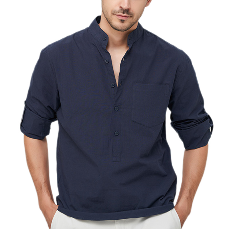 Men's Cotton Henley Vacation Shirt-Comfort & Reliable