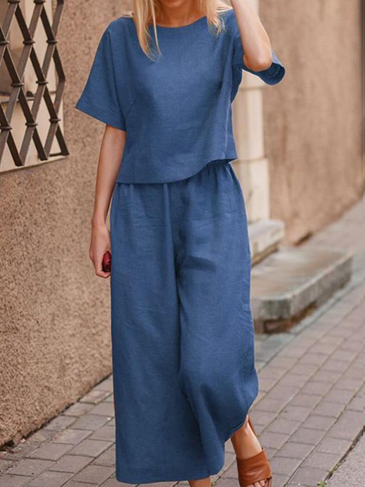 Casual and Loose Solid Color Set of Two Pieces-Comfort & Reliable