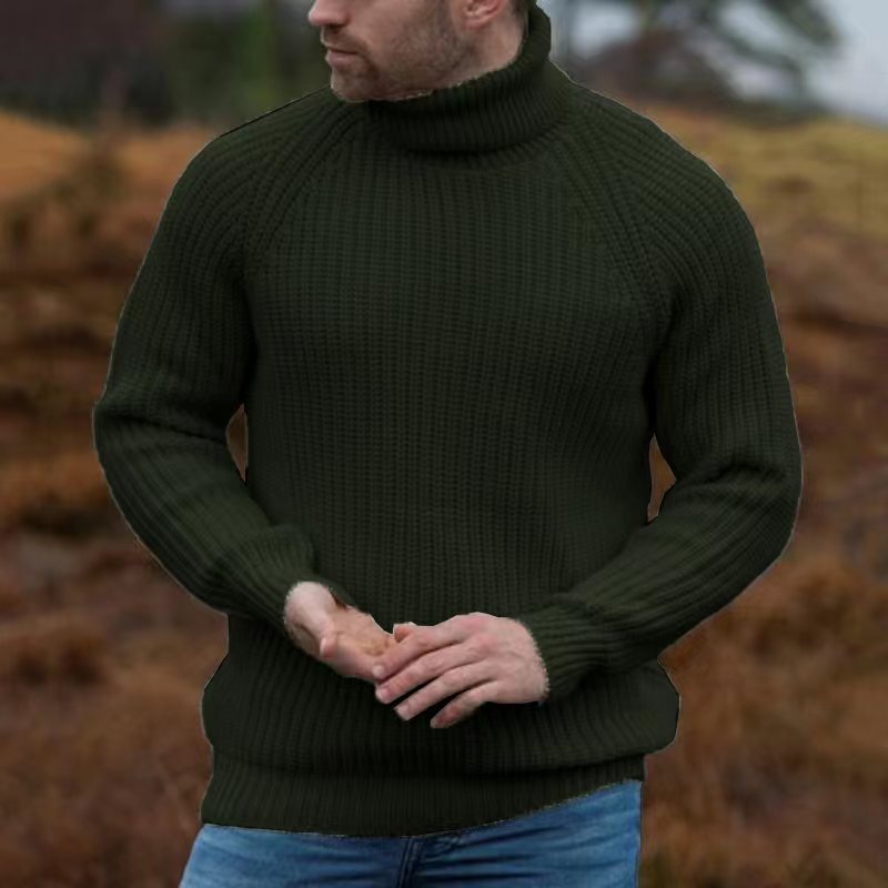 Men's Retro Western Style Knitted Sweater Turtleneck Pullover Off-white-Comfort & Reliable