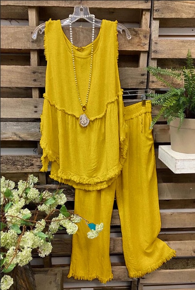 Sleeveless O-neck Vest Wide Leg Pants Suit-Comfort & Reliable