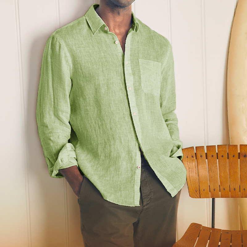 Gentleman's Casual Basic Cotton Linen Shirt-Comfort & Reliable