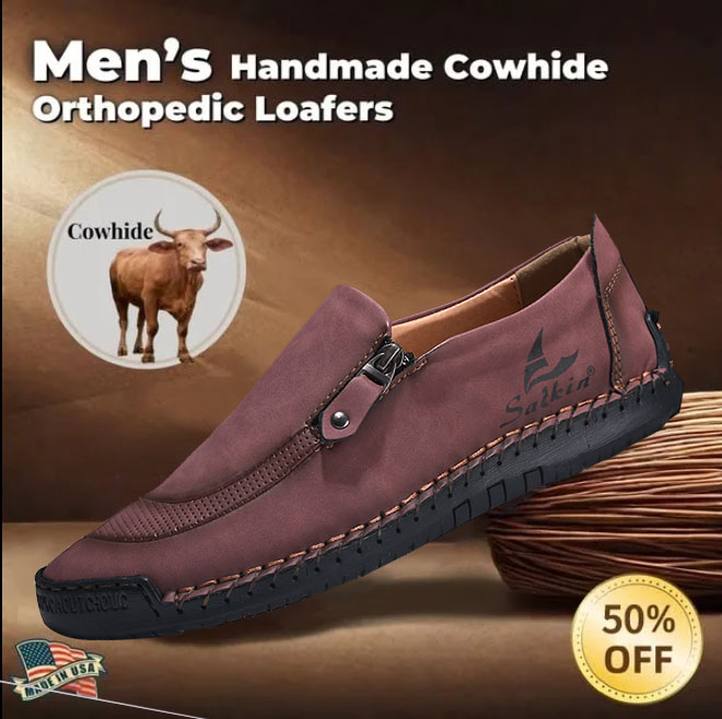 Last day 50% off 🔥⏱️Christmas sale⏱️🔥Men's genuine calfskin slip-on loafers-Comfort & Reliable