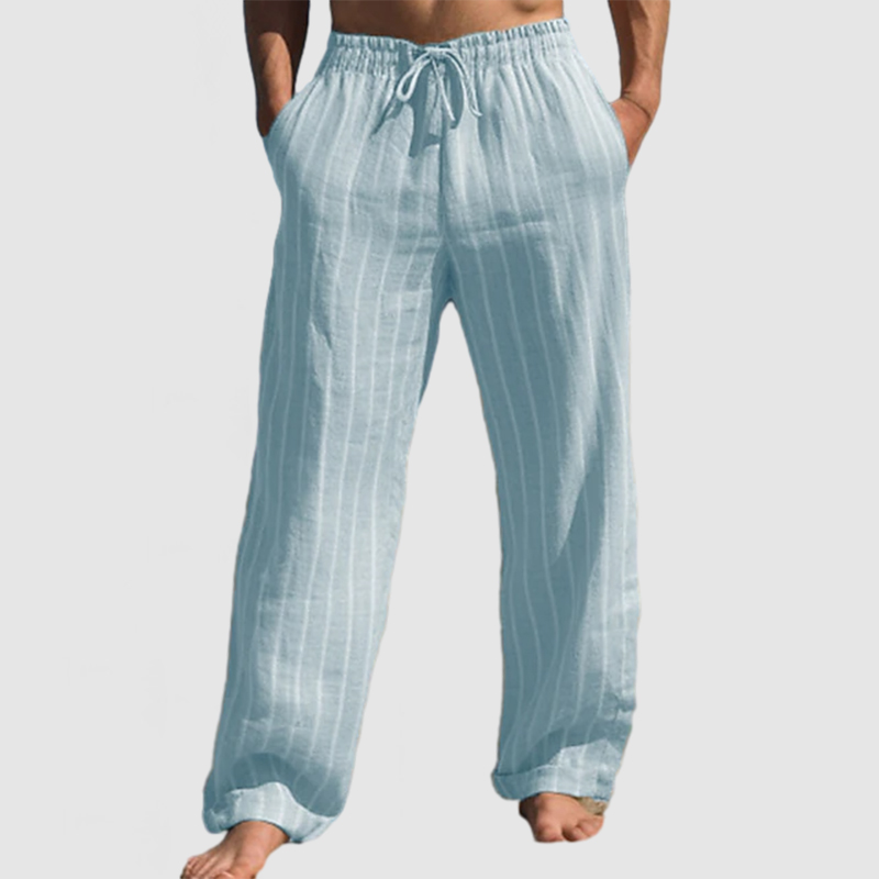 Men's Summer Vacation Striped Cotton Linen Beach Trousers-Comfort & Reliable
