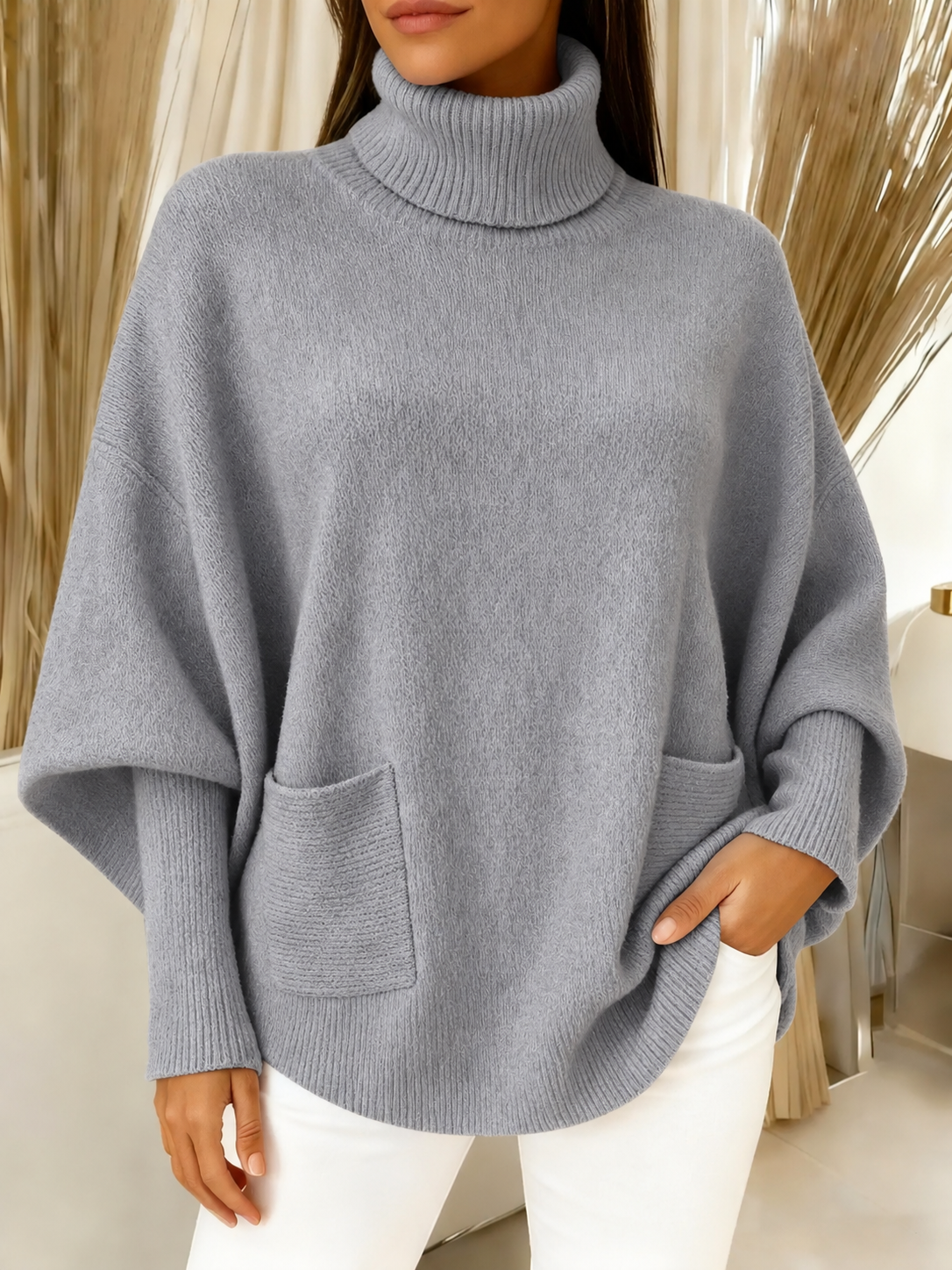 🎄 New Arrivals🔥Women's Fashionable Casual Solid-Color High-Neck Sweater