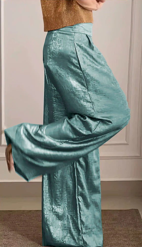 Women's Smooth Satin Half-sleeved Top and Pant Suit Two-piece-Comfort & Reliable
