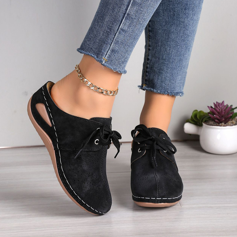 🔥Last Day Promotion 50% OFF - 2025 New Women's Sculpted Wedge Heel Thick Leather Shoes-Comfort & Reliable