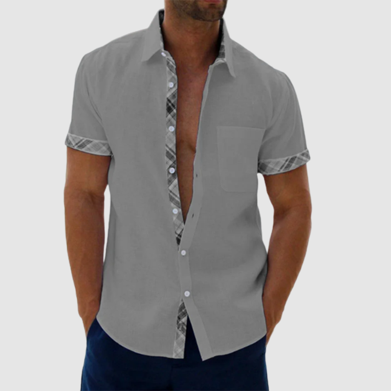 Men's Casual Plaid Collar Button Summer Linen Shirt-Comfort & Reliable