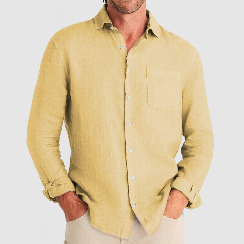 Gentleman Simple Temperament Cotton Linen Shirt-Comfort & Reliable