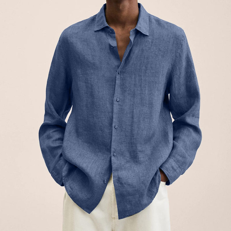 Men's Linen Long Sleeve Shirt-Comfort & Reliable