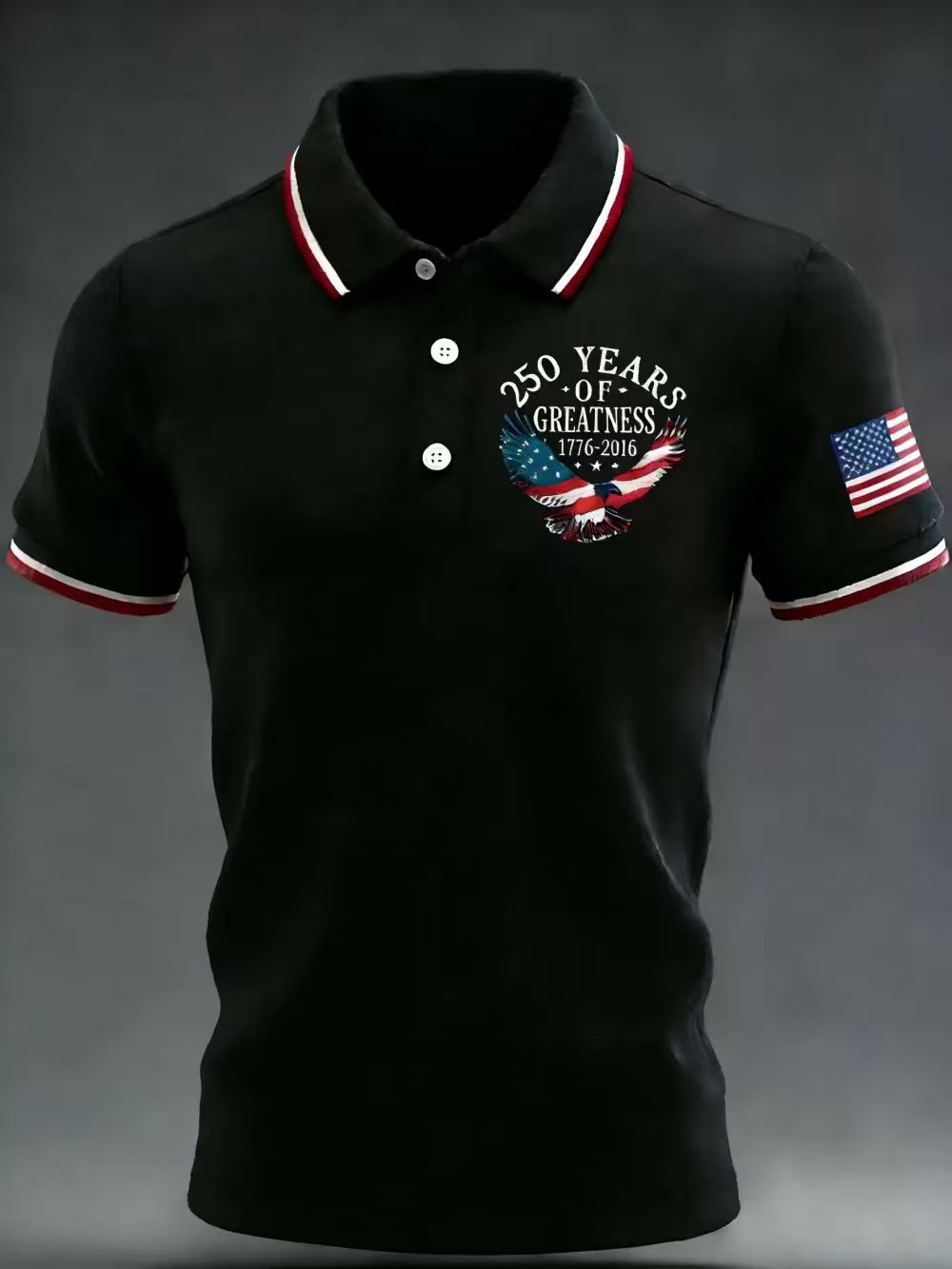 Men's American 250th Anniversary Print Casual Polo Shirt