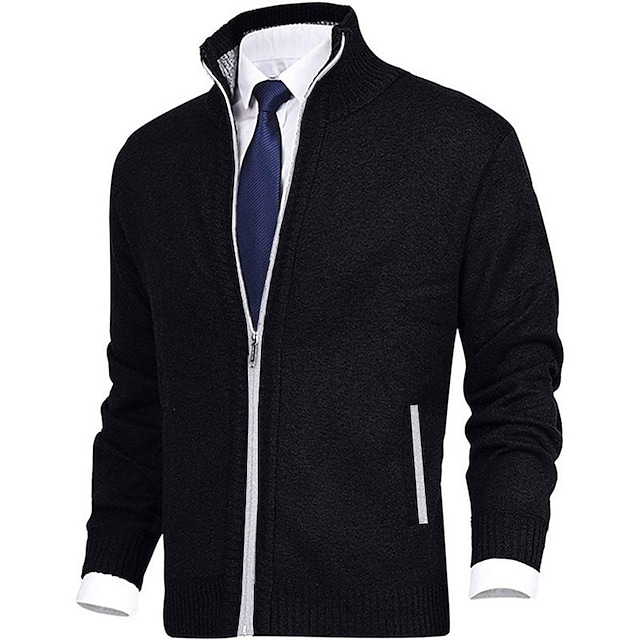 Men's solid color stand-up collar cashmere jacket-Comfort & Reliable