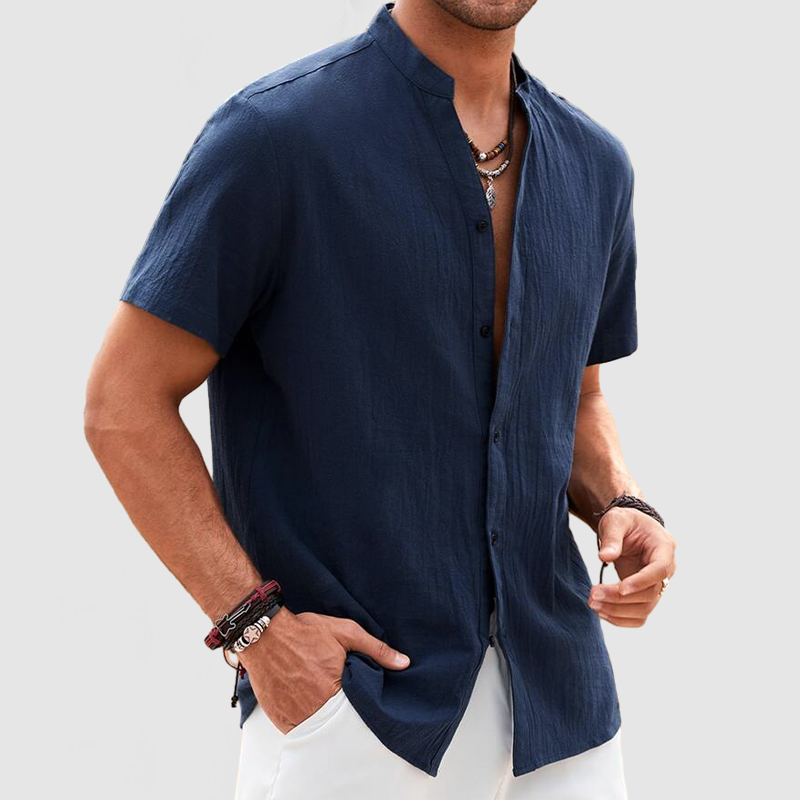 Men's Casual Daily Cotton Linen Short Sleeve Shirt-Comfort & Reliable