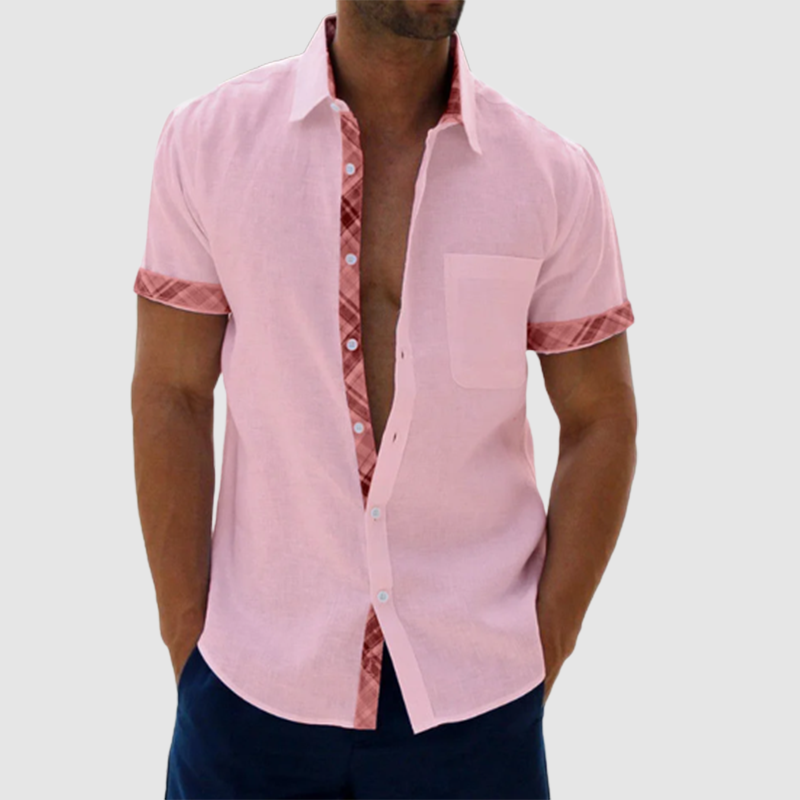Men's Casual Plaid Collar Button Summer Linen Shirt-Comfort & Reliable
