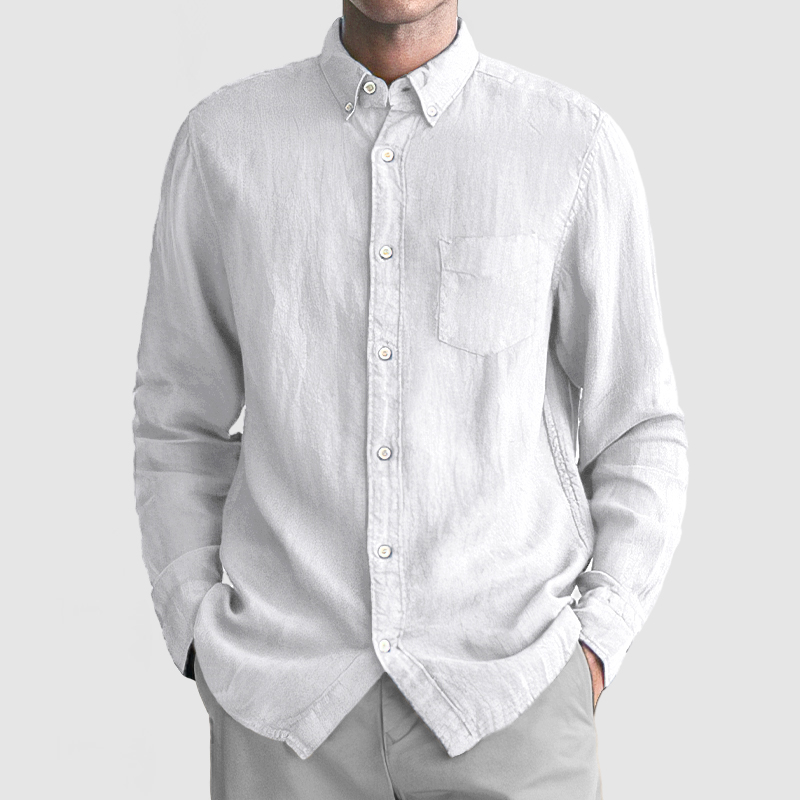 Men's Basic Casual Cotton Linen Pocket Shirt-Comfort & Reliable