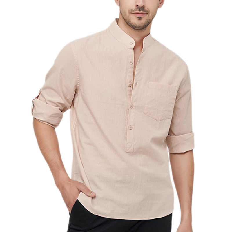 Men's Cotton Henley Vacation Shirt-Comfort & Reliable
