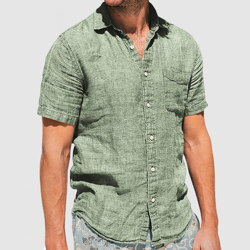 Gentleman's Vacation Soft Two-tone Cotton Linen Shirt-Comfort & Reliable