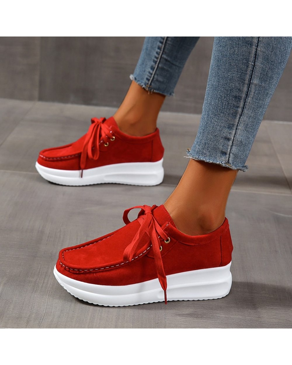 Platform shoes leather suede plush slip on-Comfort & Reliable