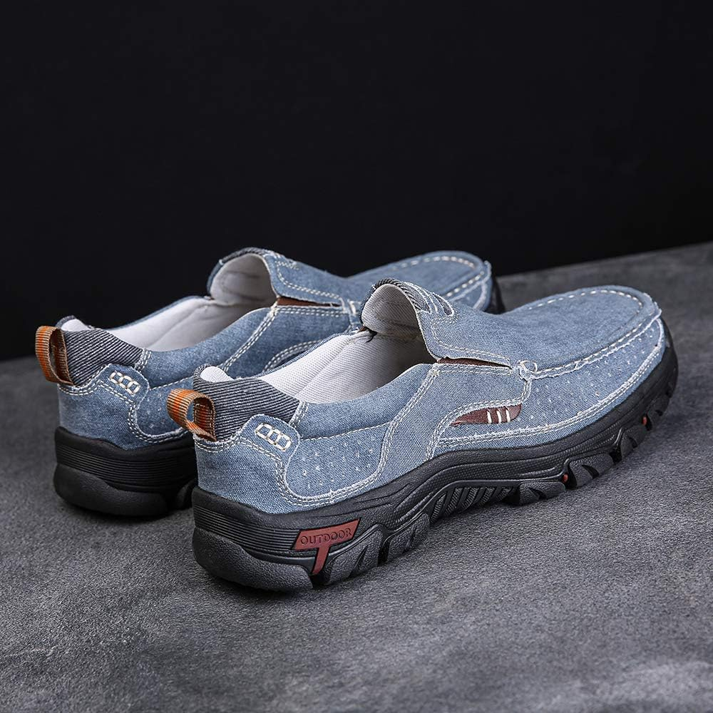 Mens Round Toe Canvas Slip-On Loafers antiskid Walking Casual Shoes-Comfort & Reliable