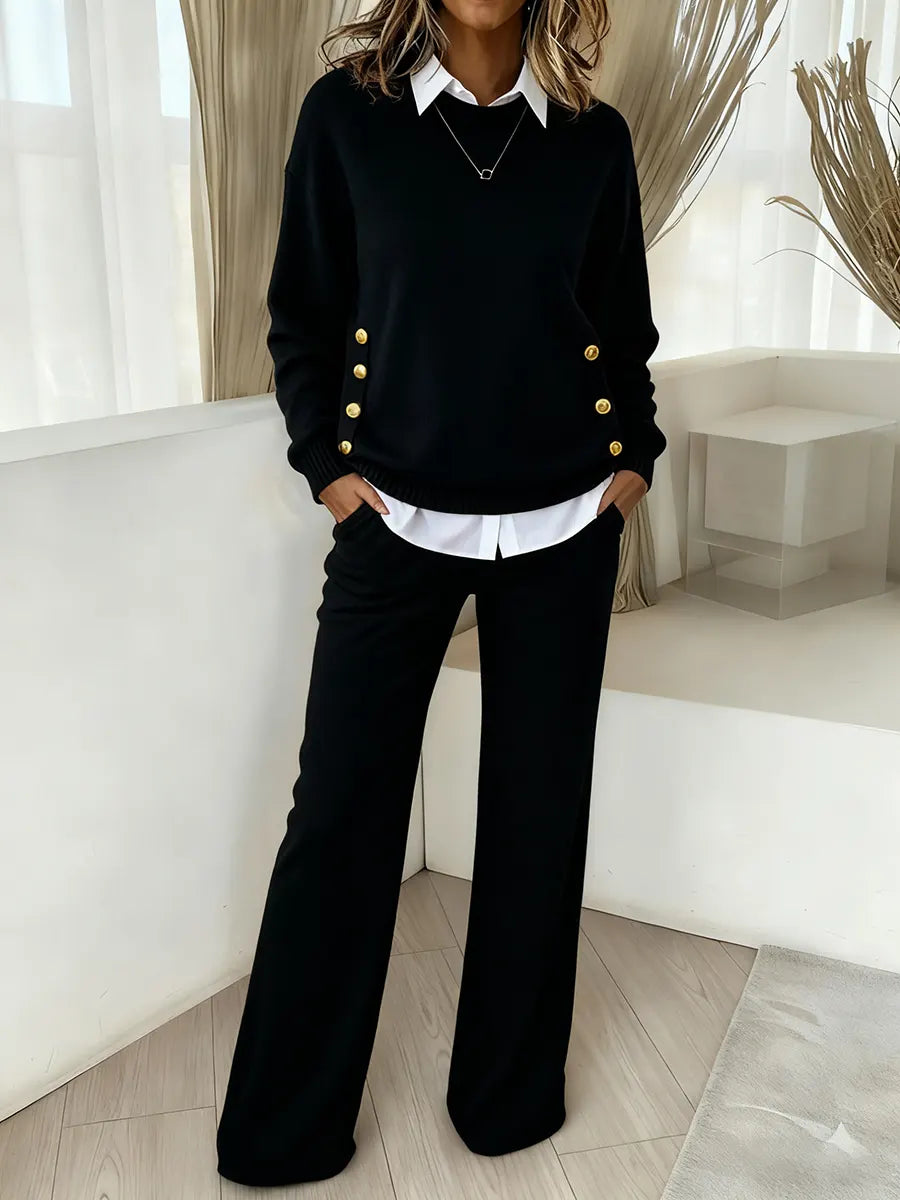 💛Women's Comfortable Two-Piece Pullover Sweater and Pants Set