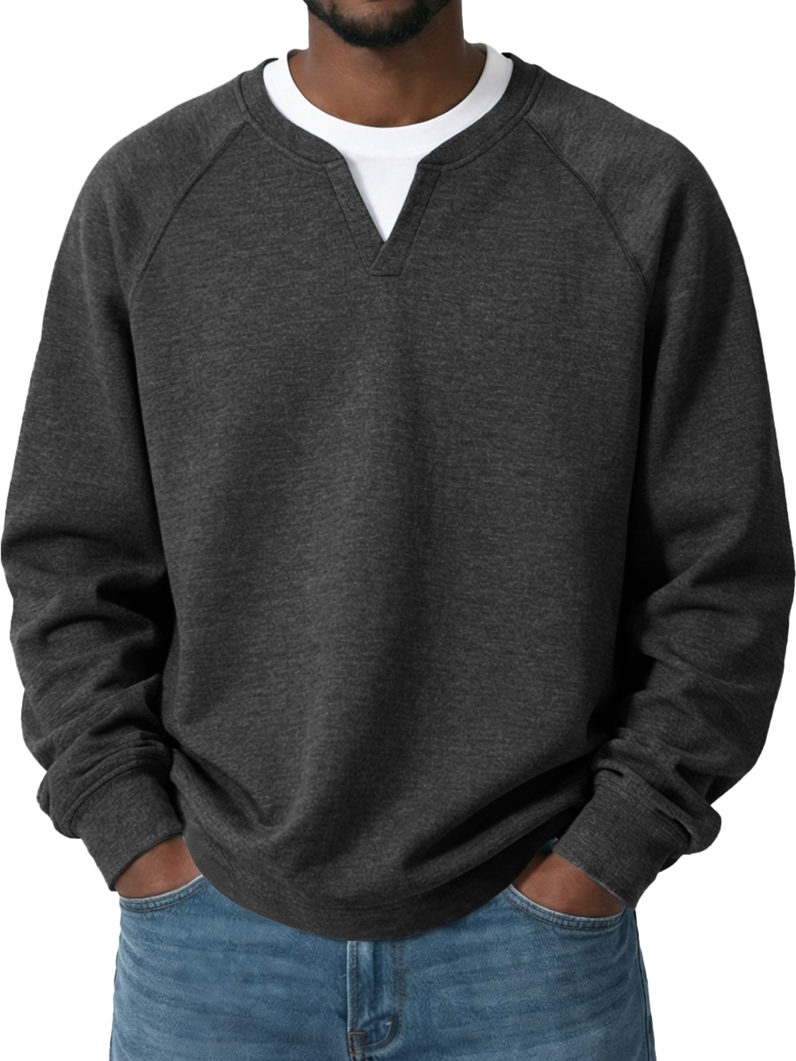 Men's Everyday Casual Comfortable Long-sleeved T-shirt With A Faux Two-piece Design And Raglan Sleeves-Comfort & Reliable