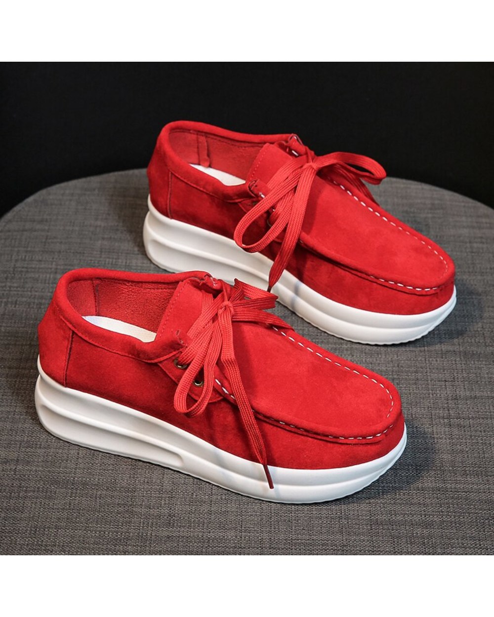 Platform shoes leather suede plush slip on-Comfort & Reliable