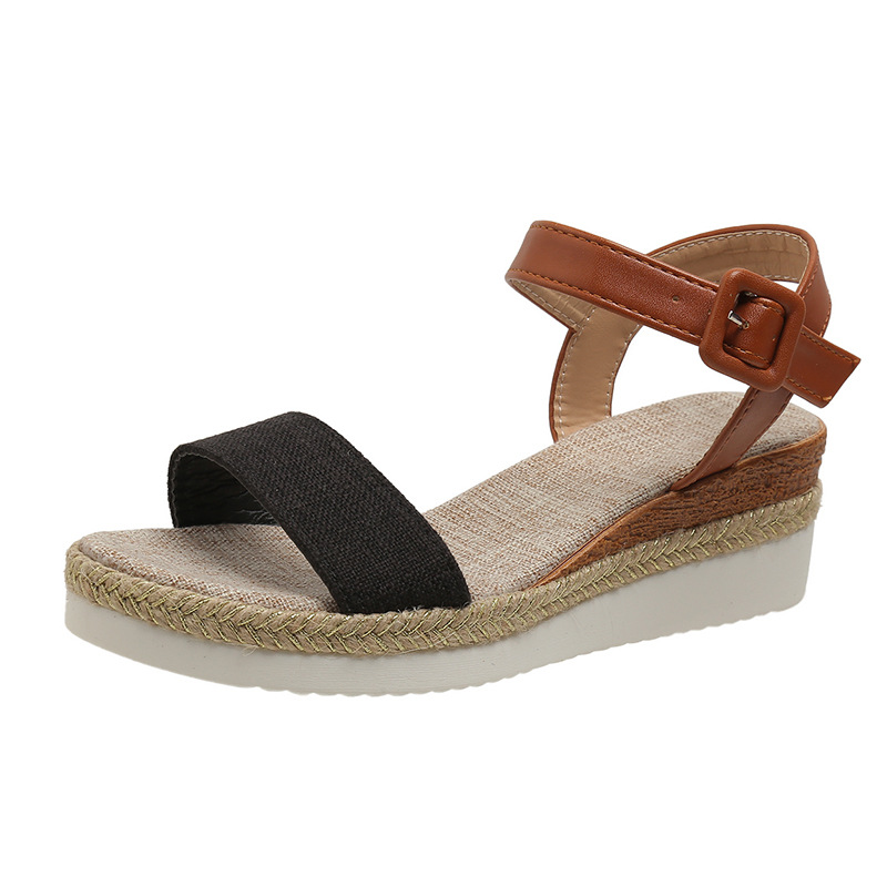 2025 Womens Vintage Buckle Ankle Strap Wedge Casual Sandals-Comfort & Reliable