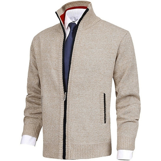 Men's solid color stand-up collar cashmere jacket-Comfort & Reliable