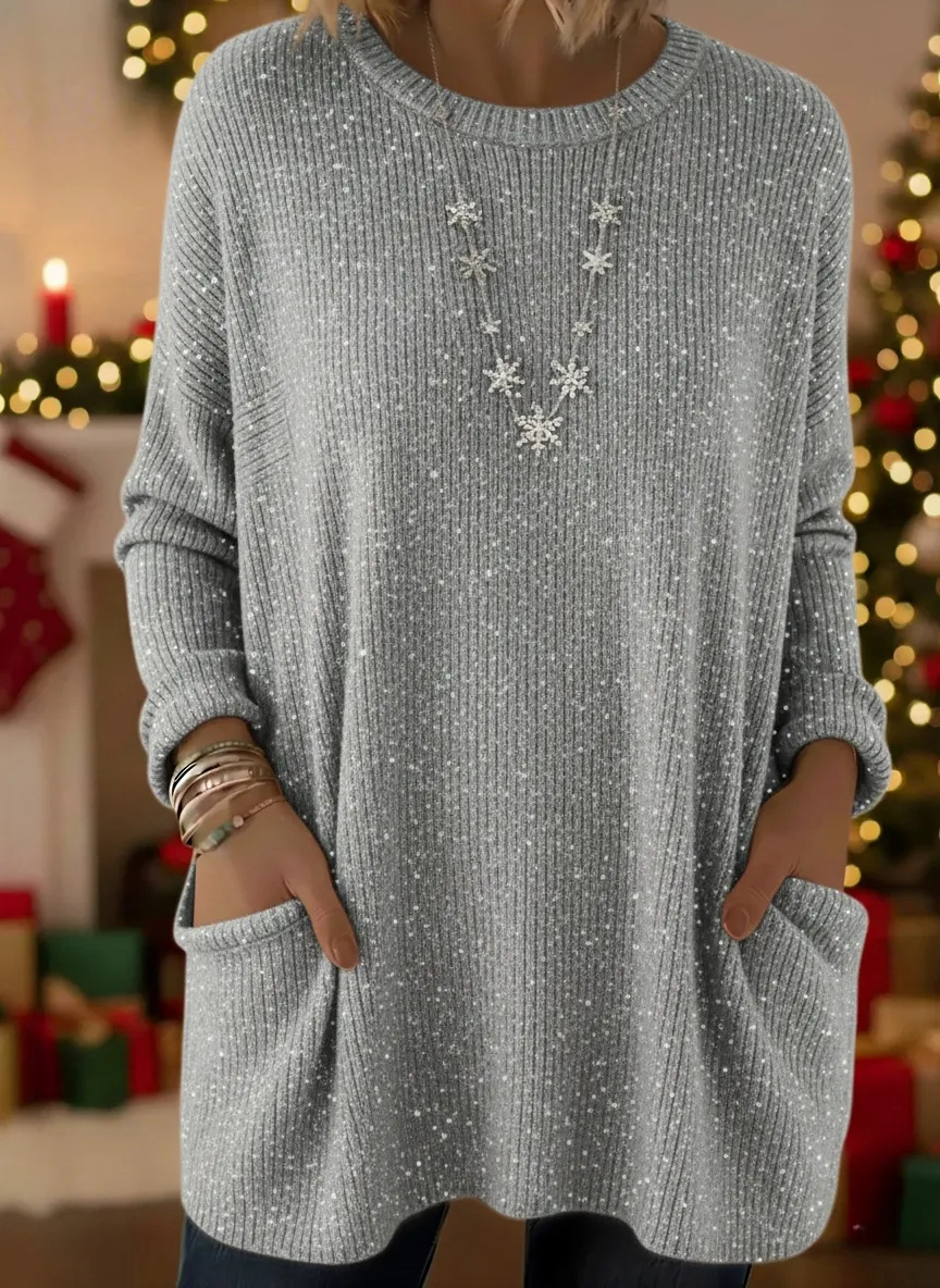 🎄 New Arrivals🔥 Christmas Sparkling Loose Pocket Pullover Sweater