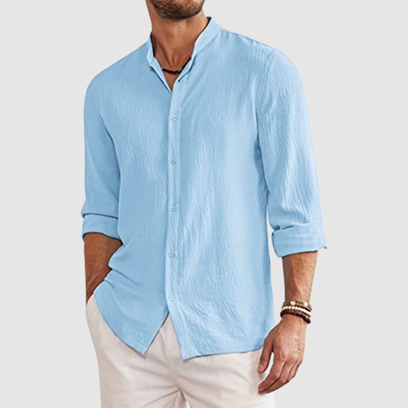 Men's new summer collage linen cardigan long sleeve shirt-Comfort & Reliable