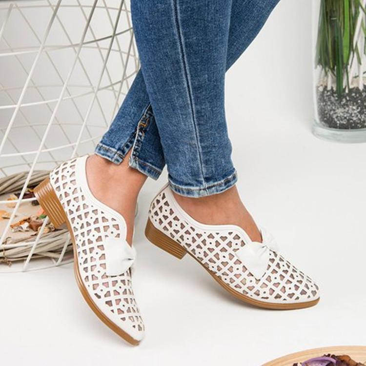 Hollow Bowknot Breathable Casual and comfortable Flat Shoes-Comfort & Reliable